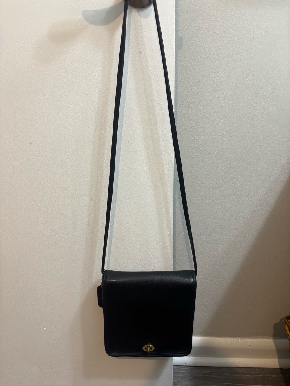 Coach Black Leather Crossbody with Gold Turnlock - Picture 3 of 5